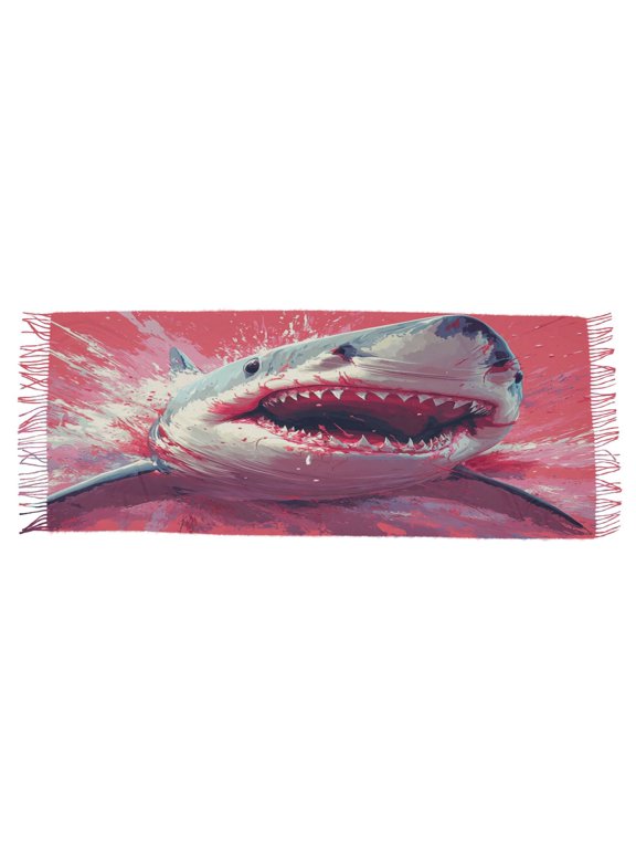 Women Scarf Sharks Jump Plainting Simple Pattern Soft Warm Long Large Scarves