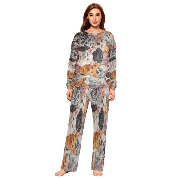 BZSMCE Women Slim Pajamas Loose Style Female Fashion Adorable Companions Pattern Sleepwear