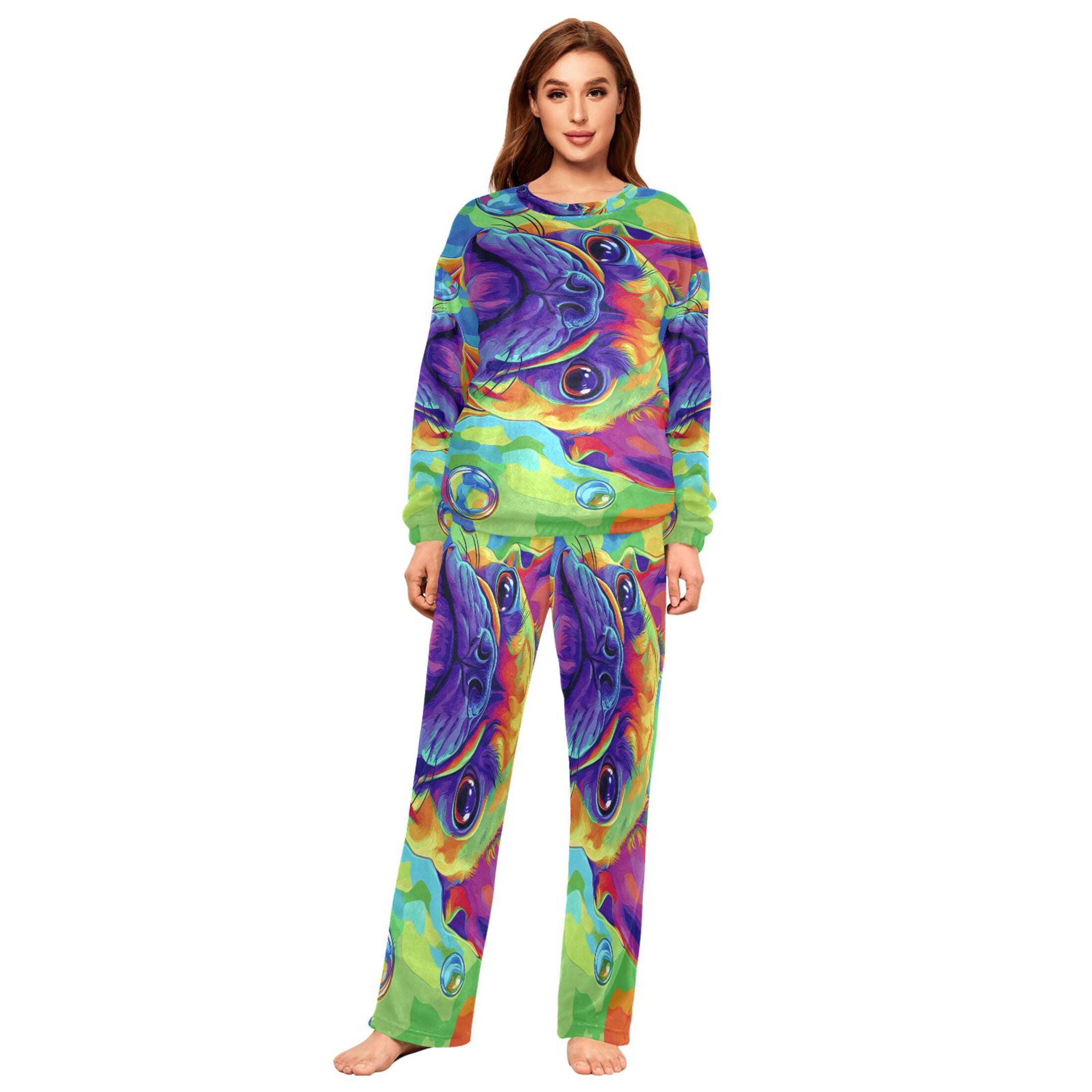 Pyjamas Colorful BZSMCE Women Slim Pajamas Loose Style Female Fashion Colorful Dog ...