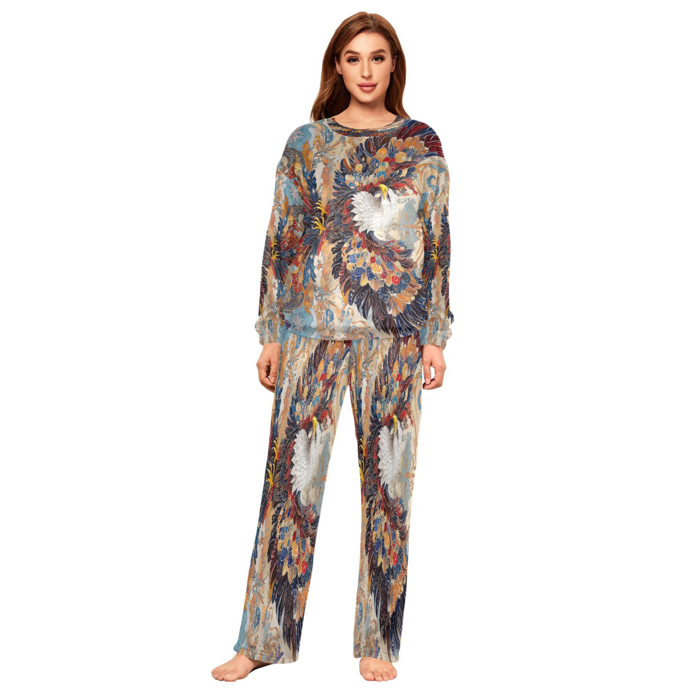 BZSMCE Women Slim Pajamas Loose Style Female Fashion Colorful Eagless ...