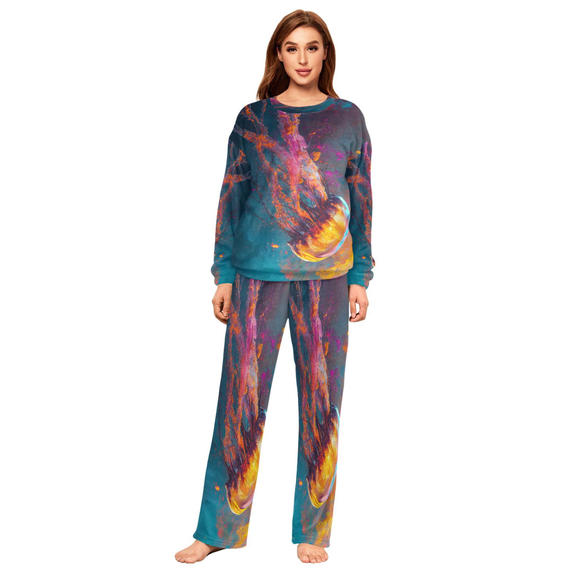 Pyjamas Colorful BZSMCE Women Slim Pajamas Loose Style Female Fashion Colorful Jellyfish ...