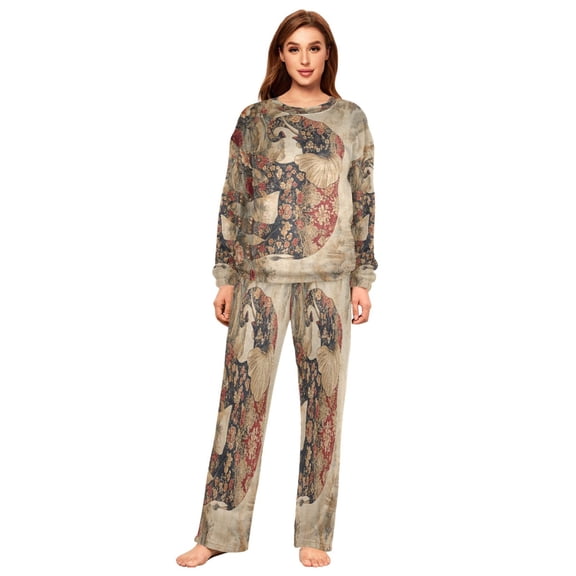 BZSMCE Women Slim Pajamas Loose Style Female Fashion He Ornate Elephant Pattern Sleepwear