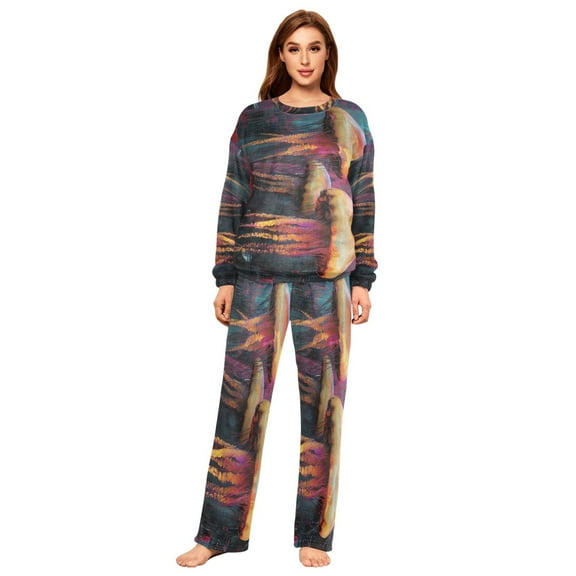 BZSMCE Women Slim Pajamas Loose Style Female Fashion Jellyfish Colorful Pattern Sleepwear