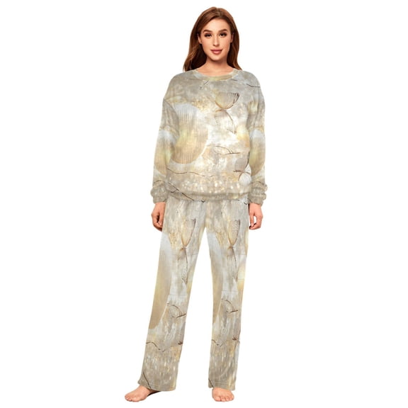 BZSMCE Women Slim Pajamas Loose Style Female Fashion Lanterns Butterflies Flowers Pattern Sleepwear