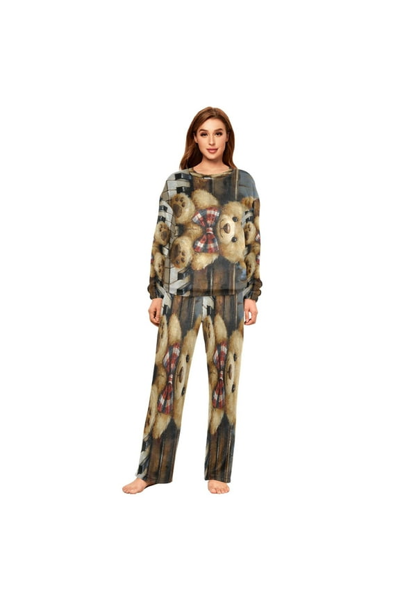 Women Slim Pajamas Loose Style Female Fashion Melodic Cuddles Pattern Sleepwear