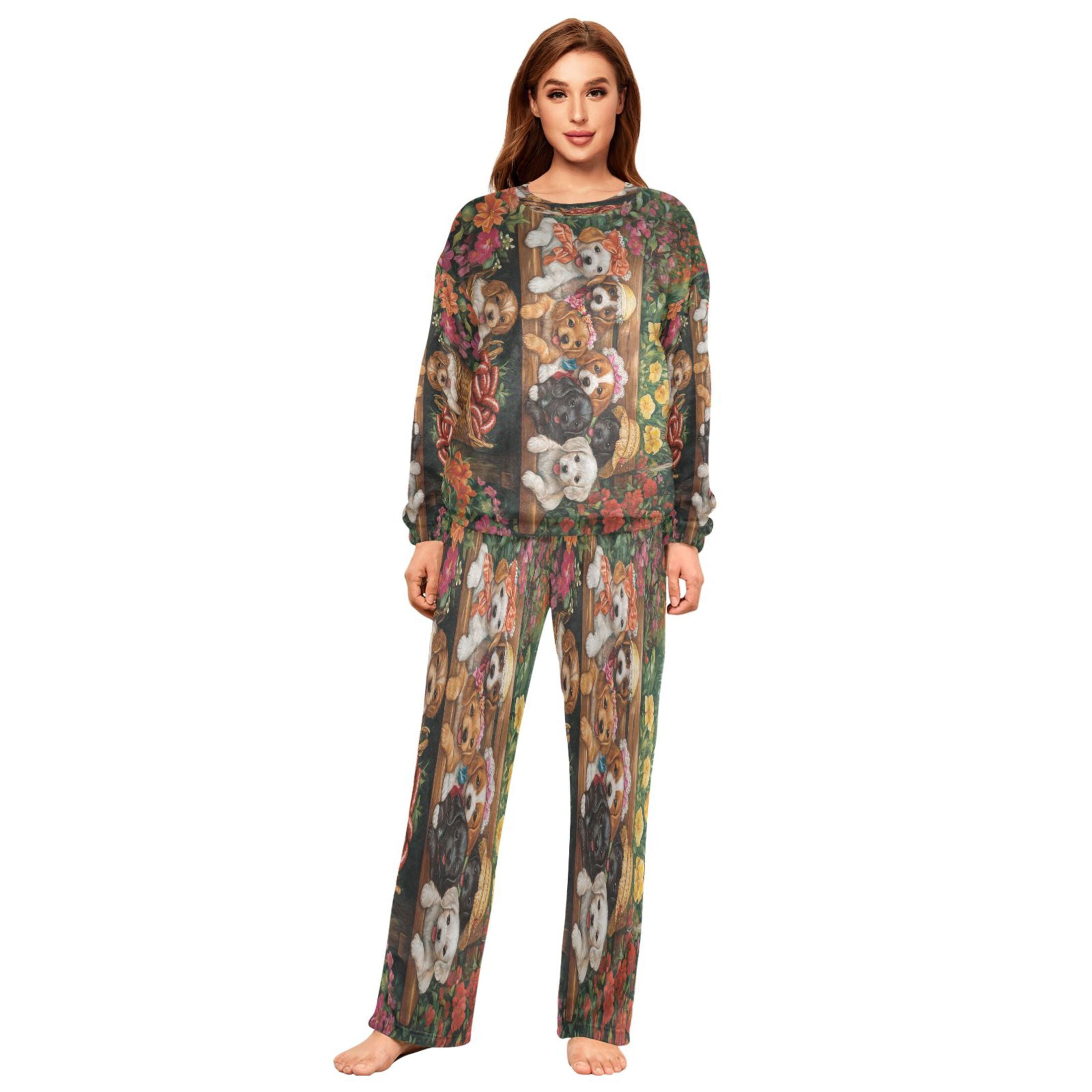Pyjamas Colorful BZSMCE Women Slim Pajamas Loose Style Female Fashion Pups and Colorful ...