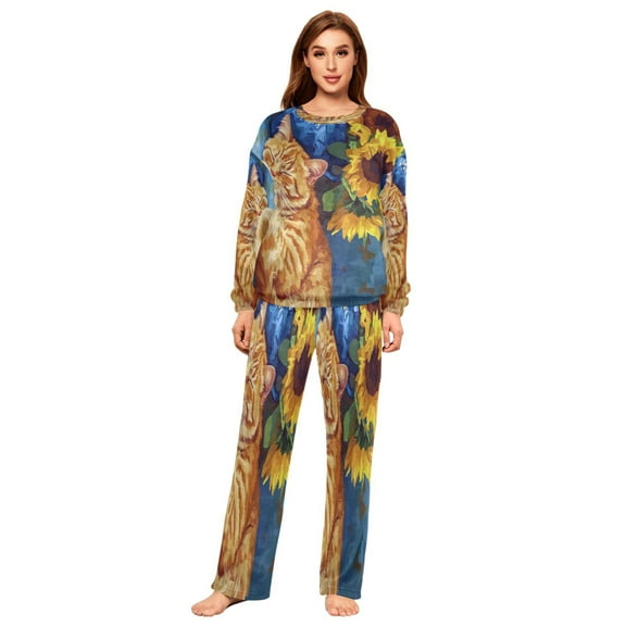 BZSMCE Women Slim Pajamas Loose Style Female Fashion Sunlit Slumber Pattern Sleepwear