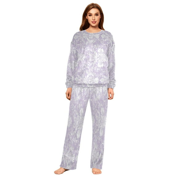 BZSMCE Women Slim Pajamas Loose Style Female Fashion Whimsical Floral Damask Pattern Sleepwear