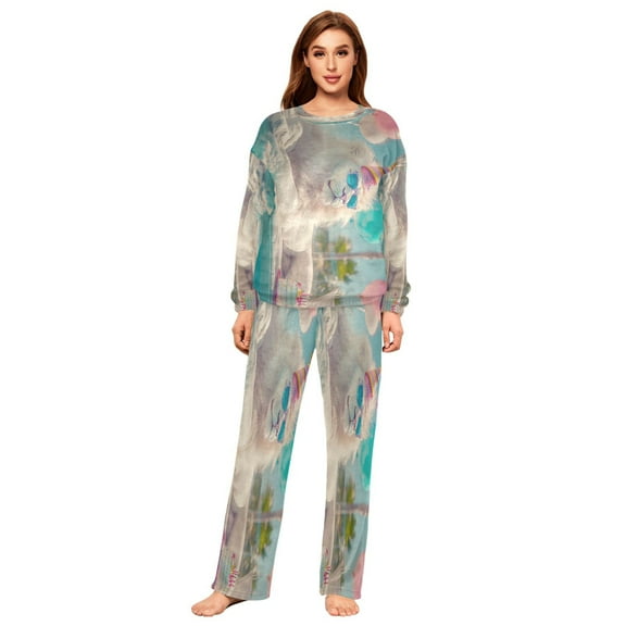 BZSMCE Women Slim Pajamas Loose Style Female Fashion White Lion Birthday Party Pattern Sleepwear