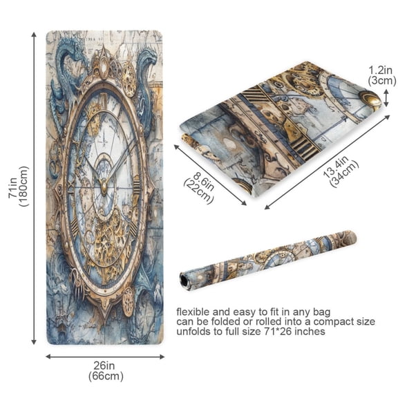BZSMCE Yoga Mat Women Antique Clock Printing Fitness Mat