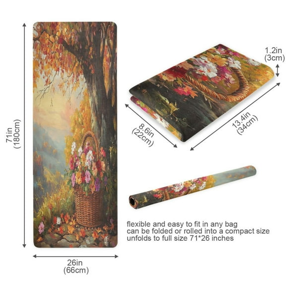 BZSMCE Yoga Mat Women Basket Of Flower by Tree Fitness Mat