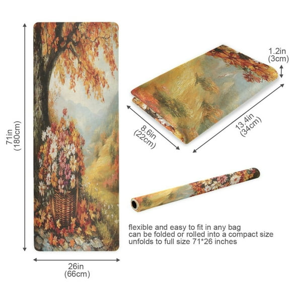 BZSMCE Yoga Mat Women Basket Of Flowers under Tree Fitness Mat
