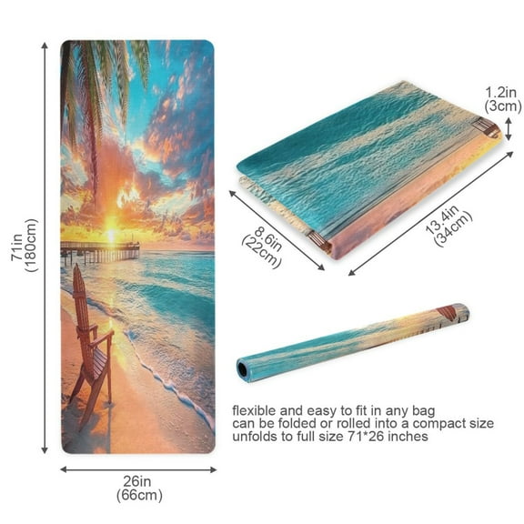 BZSMCE Yoga Mat Women Beach Sunset with Palm Trees Fitness Mat