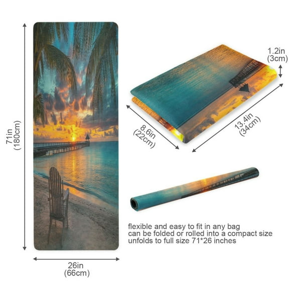 BZSMCE Yoga Mat Women Beach Sunset with Trees Fitness Mat