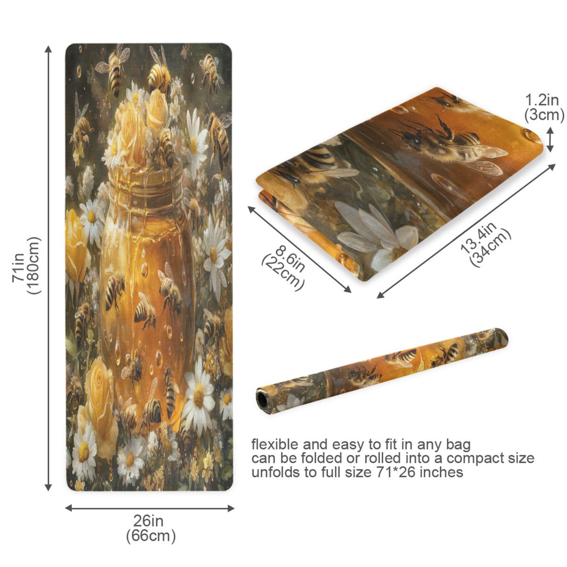 BZSMCE Yoga Mat Women Bee Take Honey Painting Fitness Mat