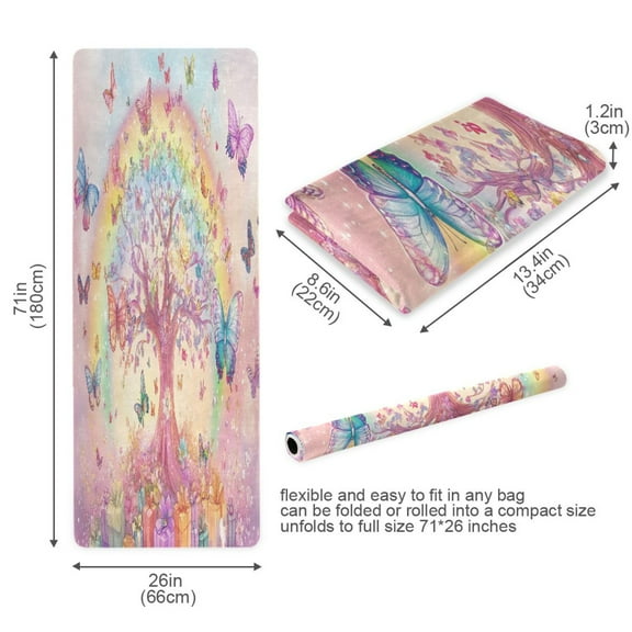 BZSMCE Yoga Mat Women Butterfly Tree with Gifts Fitness Mat