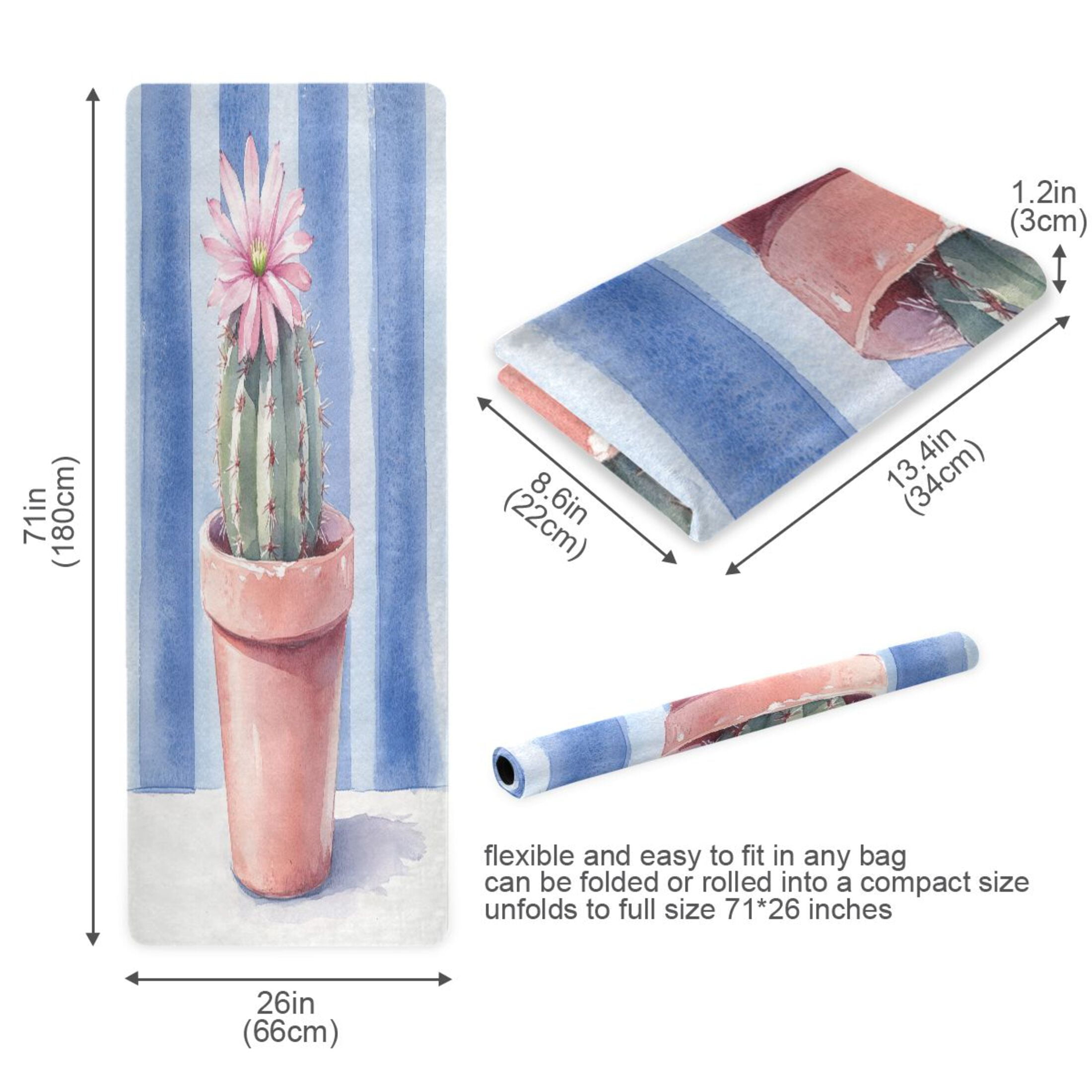 BZSMCE Yoga Mat Women Cactus in Pot Fitness Mat