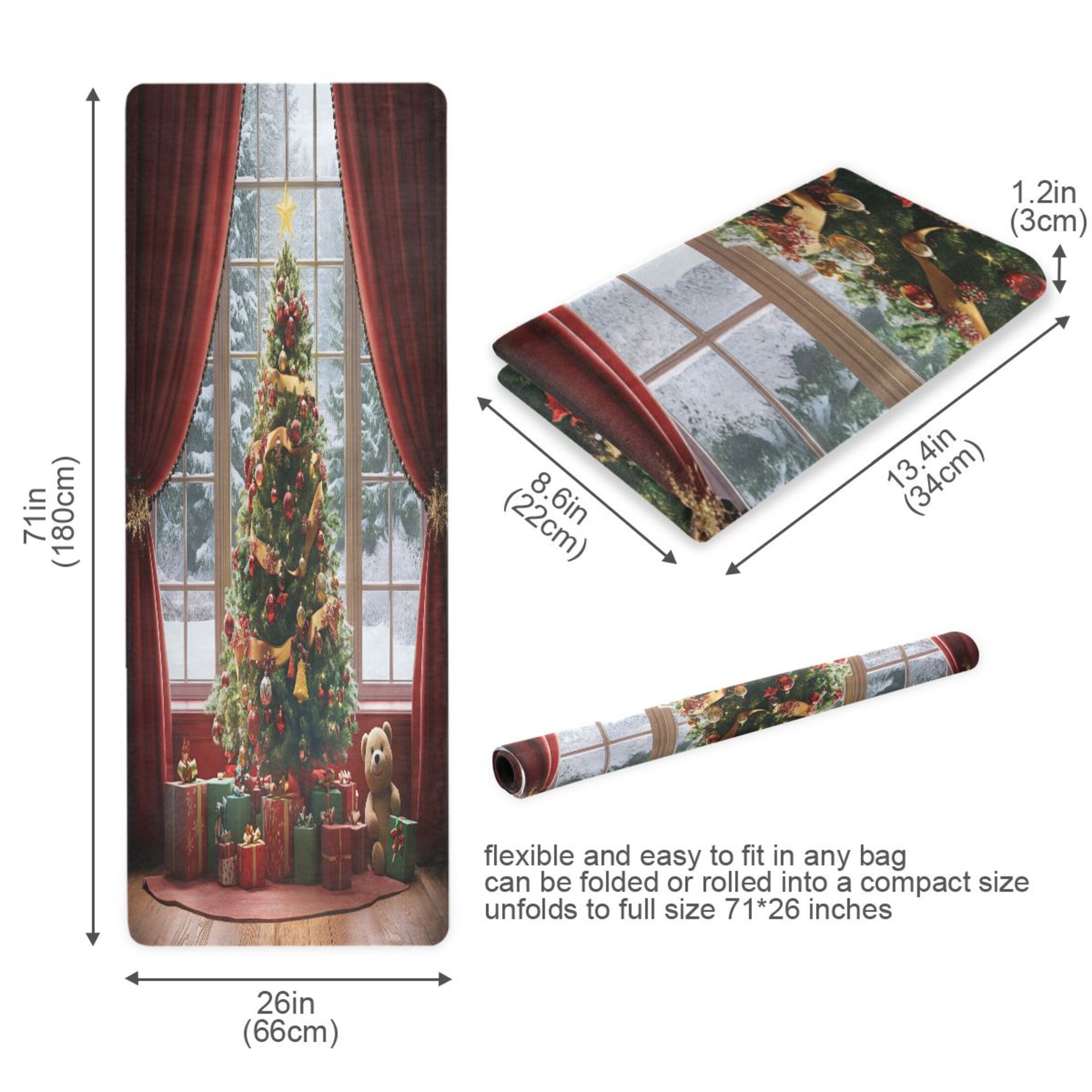 BZSMCE Yoga Mat Women Christmas Tree with Gifts Fitness Mat