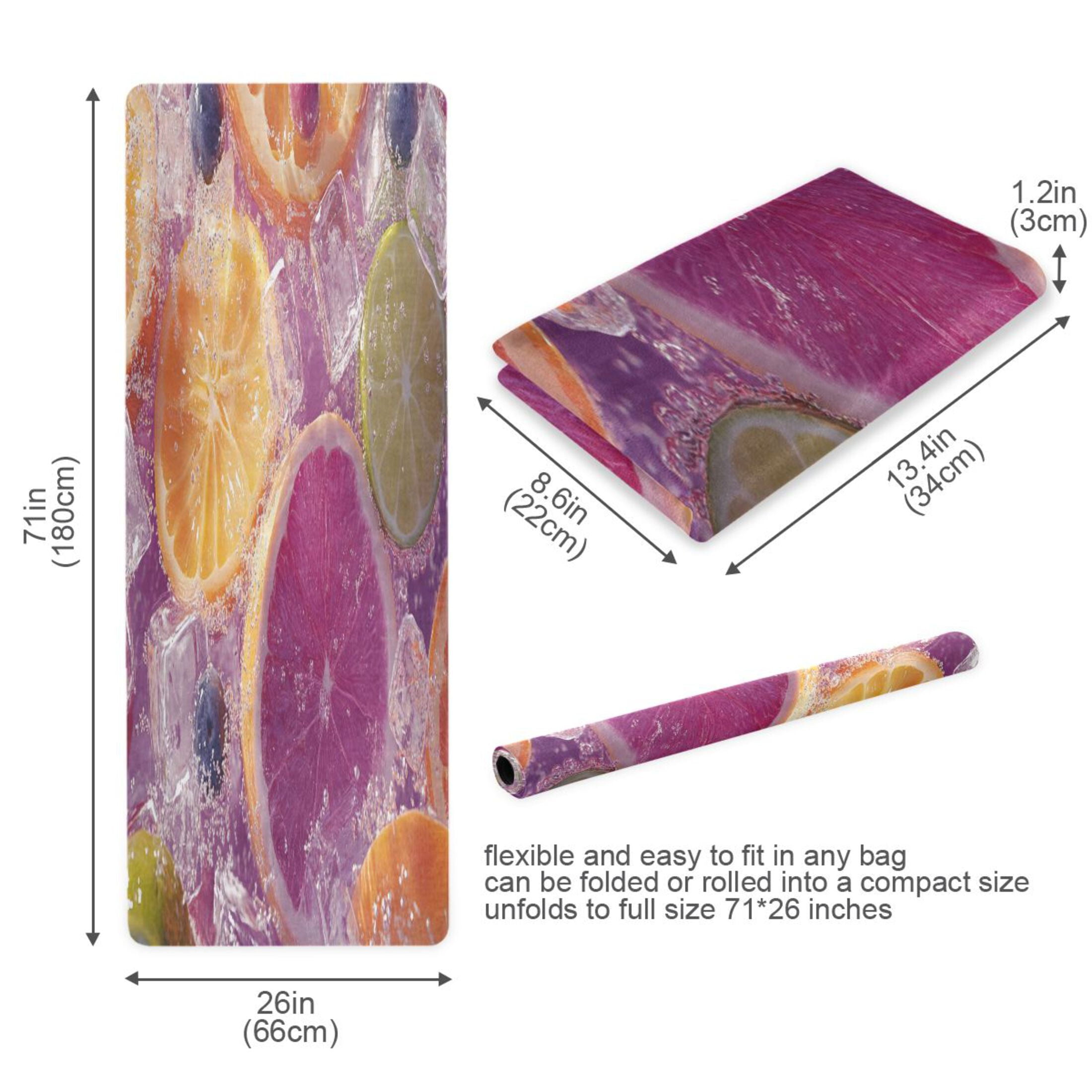 BZSMCE Yoga Mat Women Citrus Slices Blueberries Ice Fitness Mat