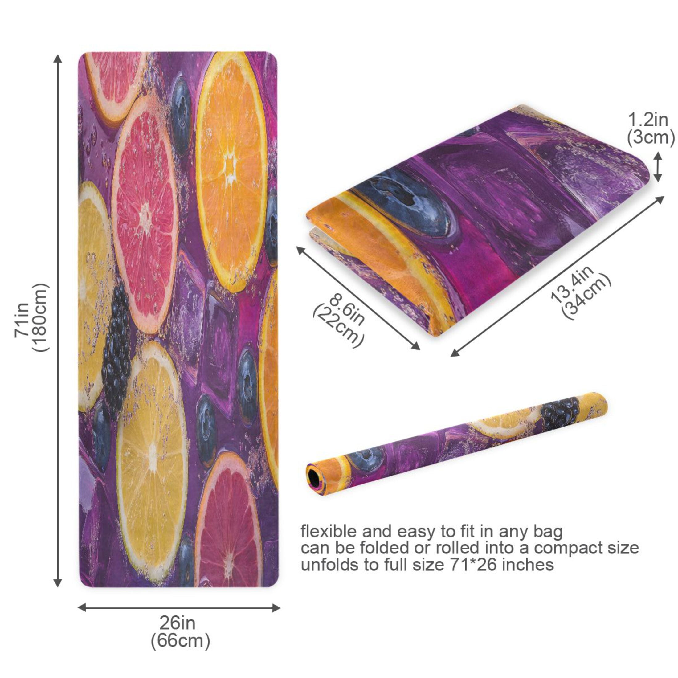 BZSMCE Yoga Mat Women Citrus Slices and Berries Submerged Fitness Mat