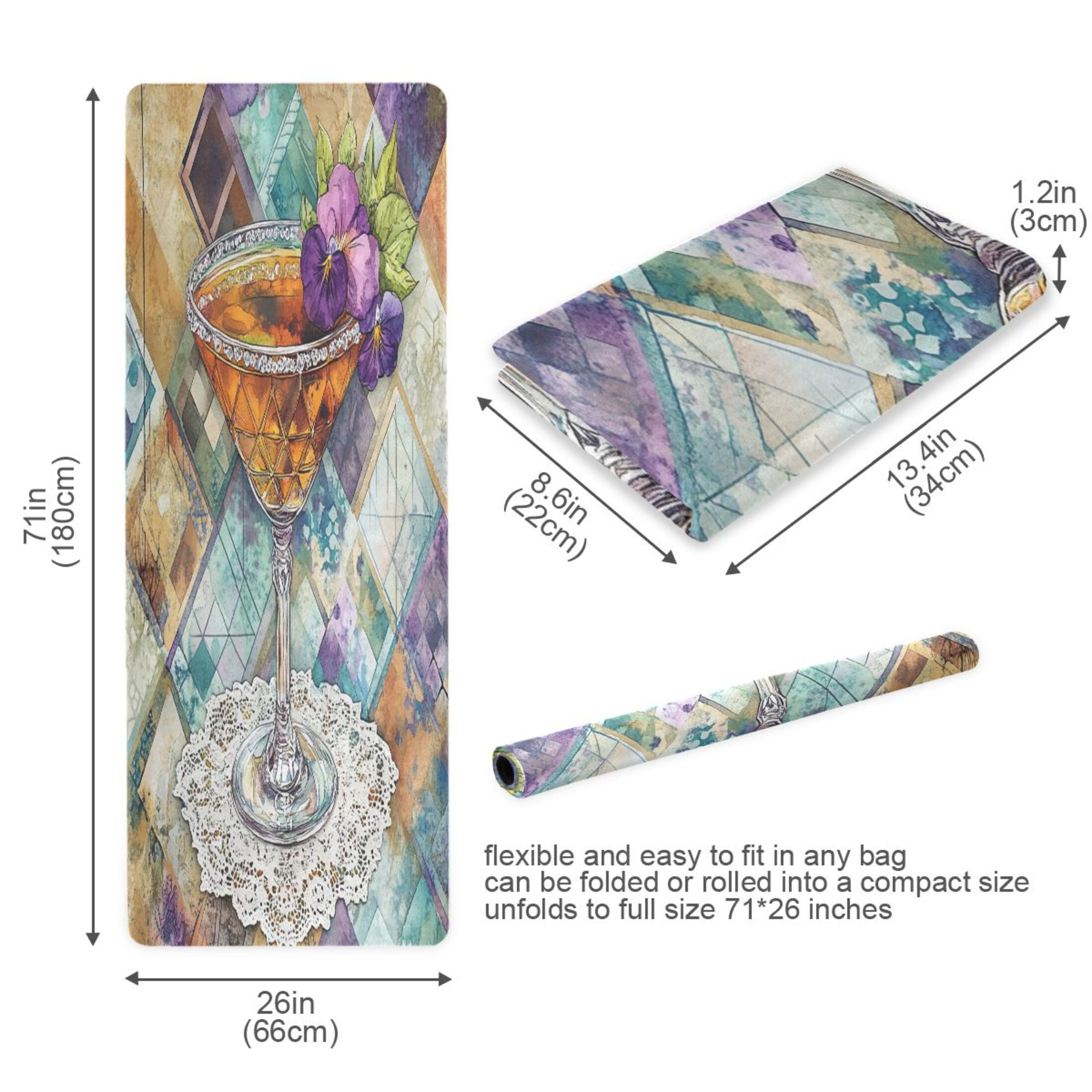 BZSMCE Yoga Mat Women Cocktail with Purple Flowers Fitness Mat