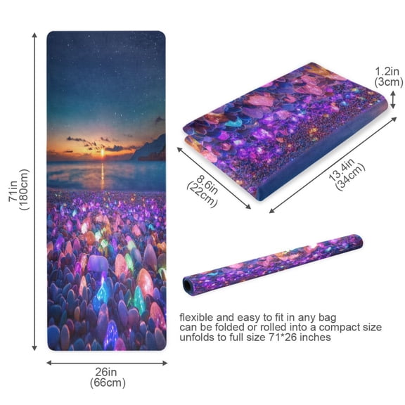 BZSMCE Yoga Mat Women Colorful Beach with Glowing Pebbles Fitness Mat