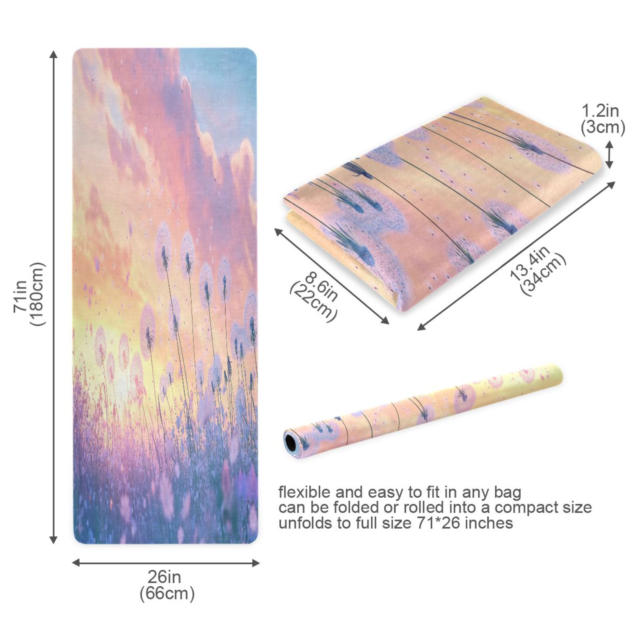 BZSMCE Yoga Mat Women Dandelions in Colorful Field Fitness Mat