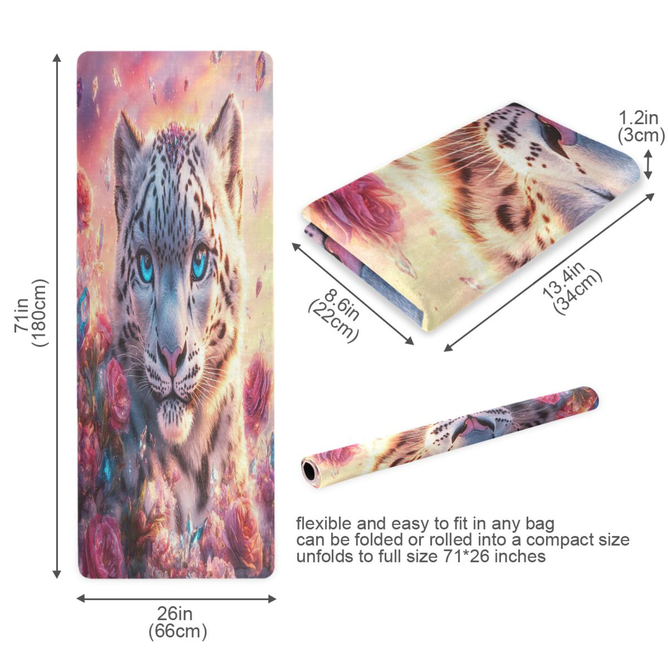 BZSMCE Yoga Mat Women Fantasy Leopard Sunset Fitness Mat
