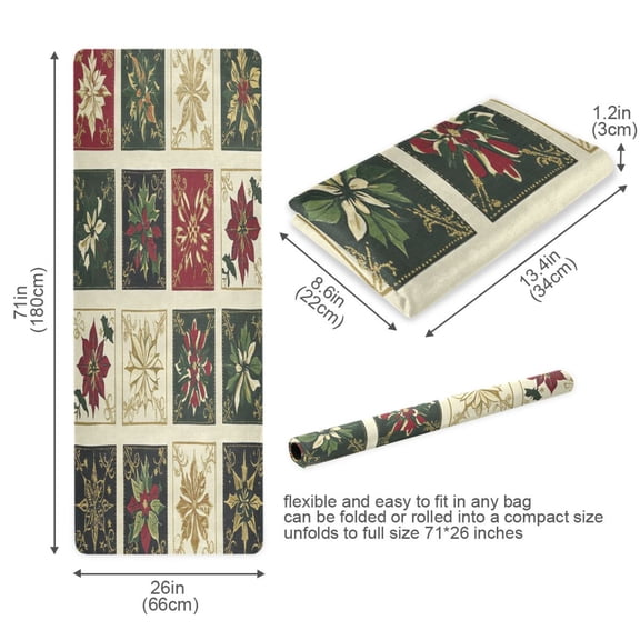 BZSMCE Yoga Mat Women Festive Poinsettia Quilt Fitness Mat