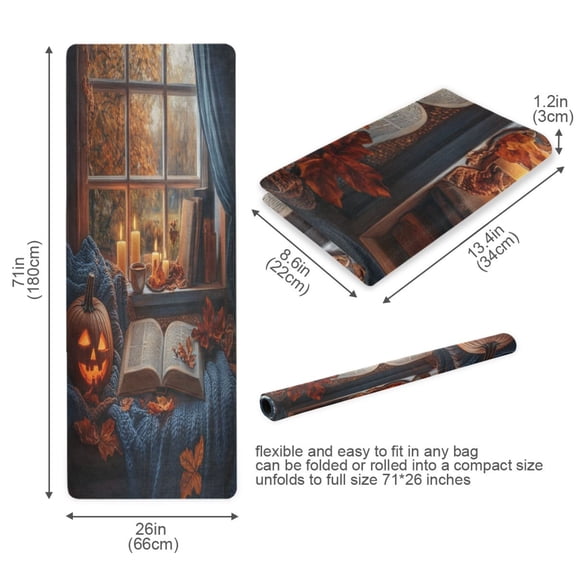 BZSMCE Yoga Mat Women Ffyy3_a_cozy_autumn_scene_with_an_open_book_pumpkin_and_leaves__6fc384bd-4a5f-4c6c-886f-065a6defeaff Fitness Mat