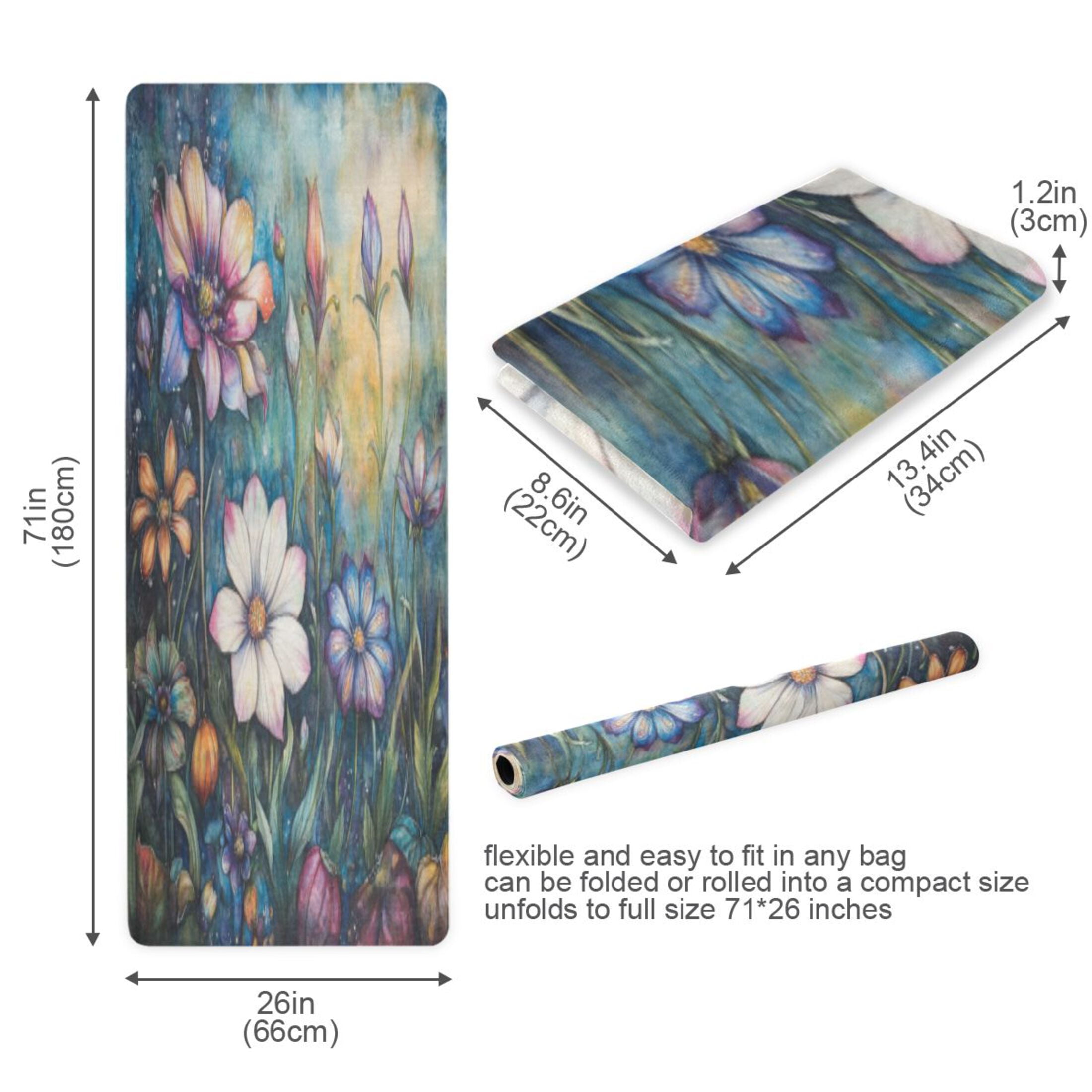 BZSMCE Yoga Mat Women Fitness Mat Ainbow Blossoms Pattern