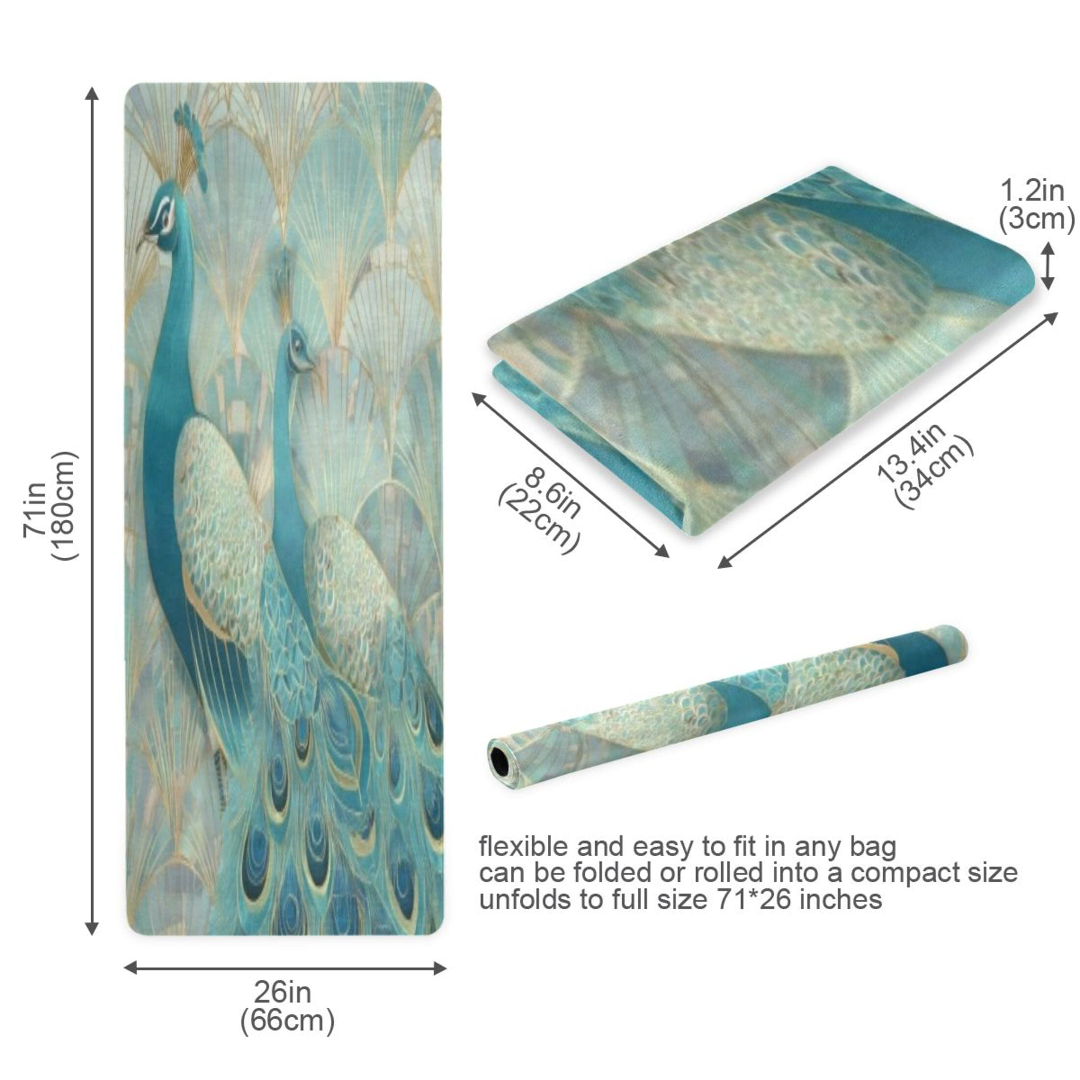 BZSMCE Yoga Mat Women Fitness Mat Art Deco Peacock Duet Pattern