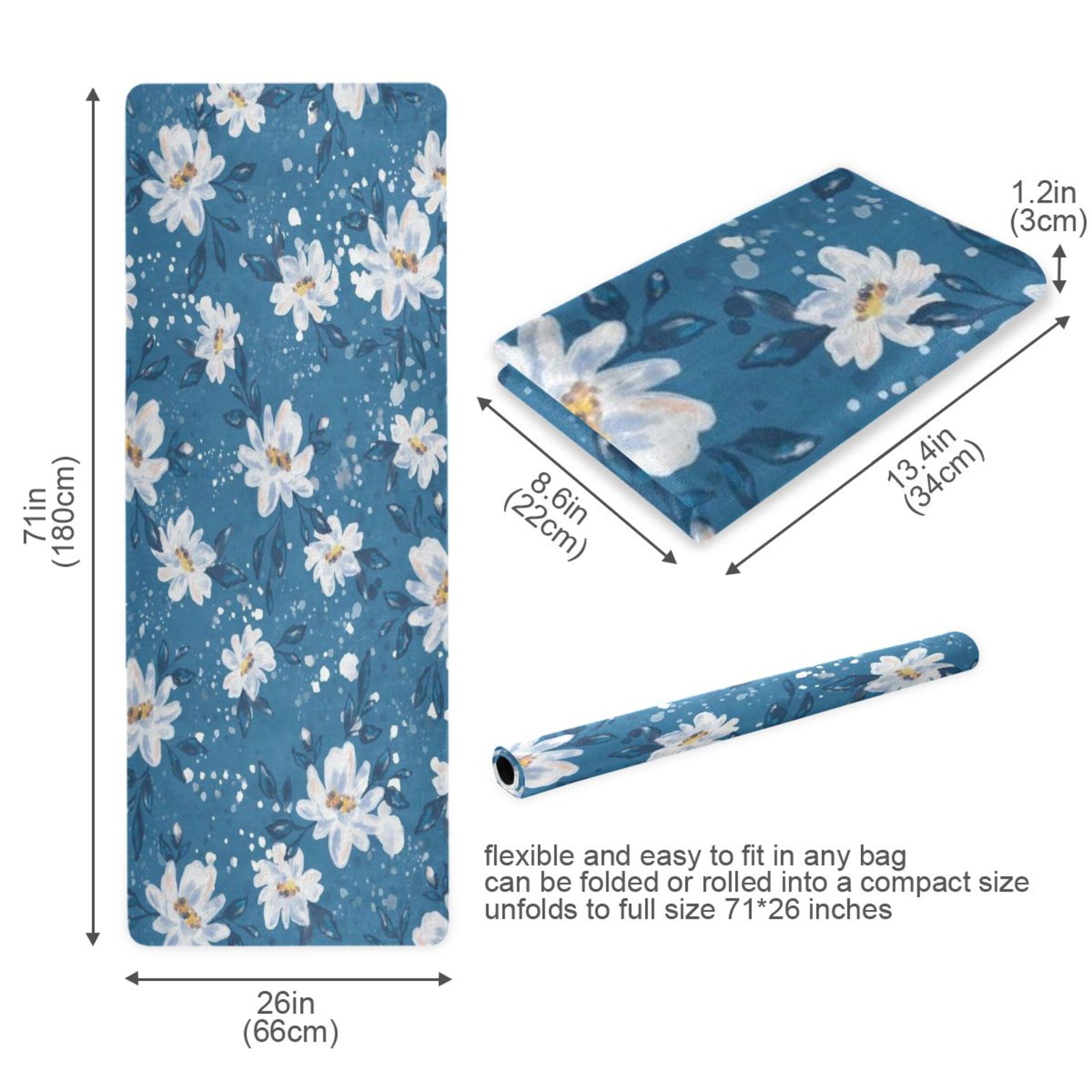 BZSMCE Yoga Mat Women Fitness Mat Azure Floral Serenity Pattern