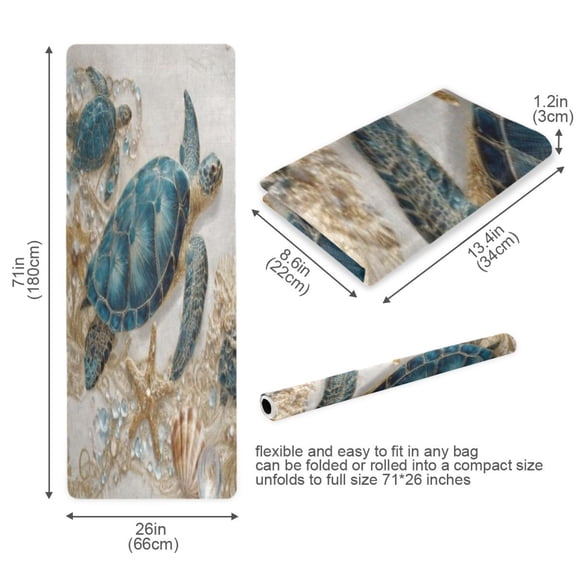 BZSMCE Yoga Mat Women Fitness Mat Azure Jeweled Turtle Pattern