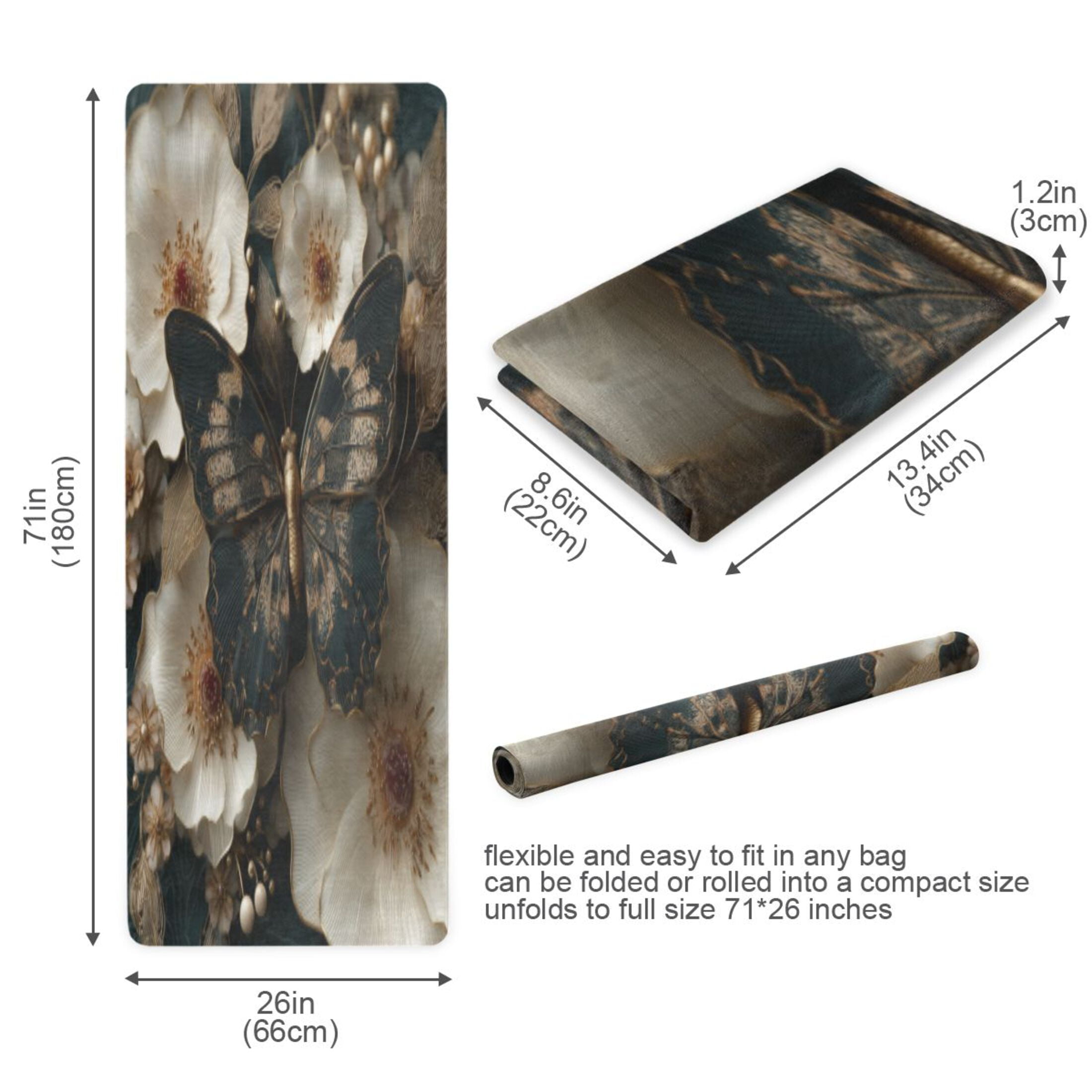 BZSMCE Yoga Mat Women Fitness Mat Black Butterfly Pattern