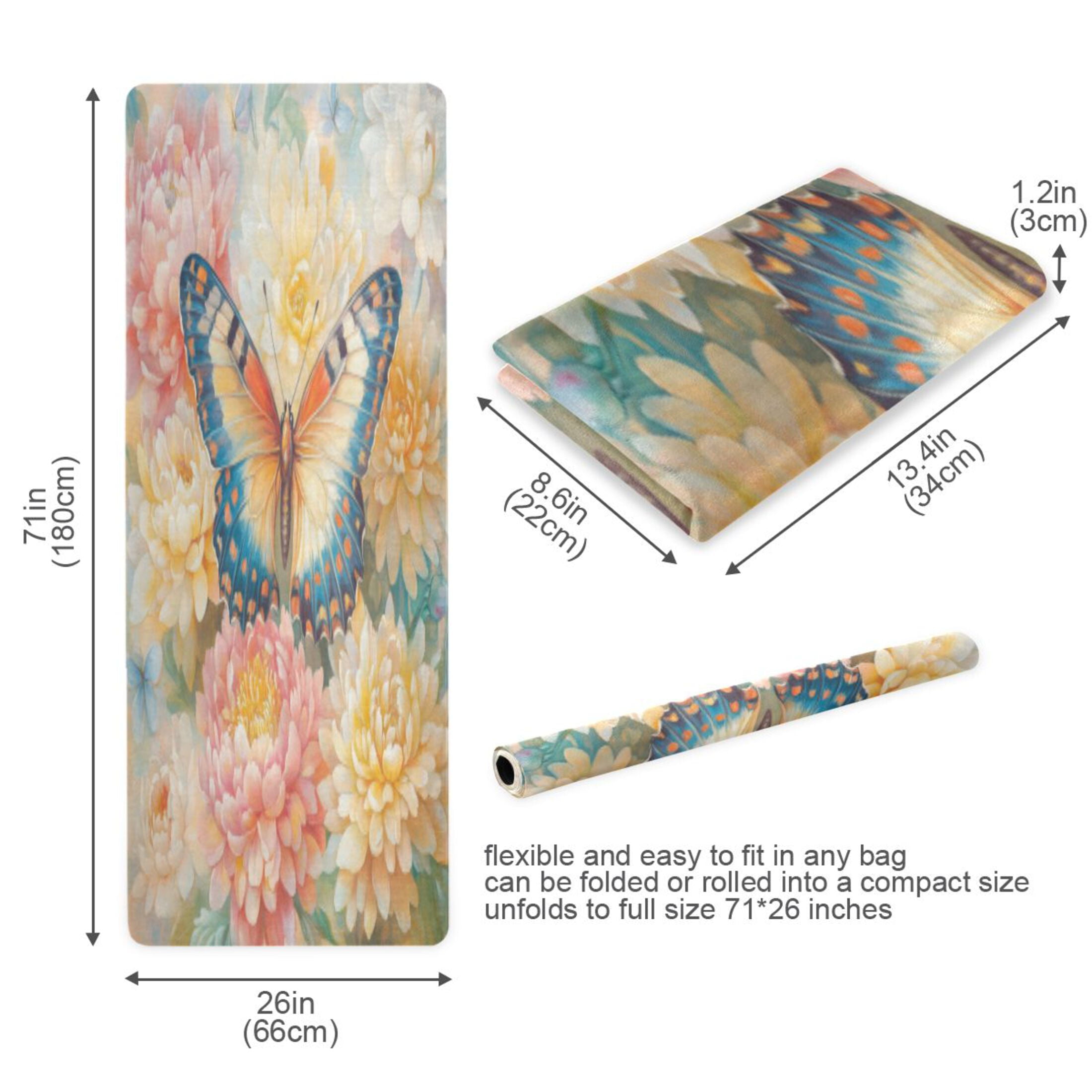 BZSMCE Yoga Mat Women Fitness Mat Blooming Butterfly Pattern