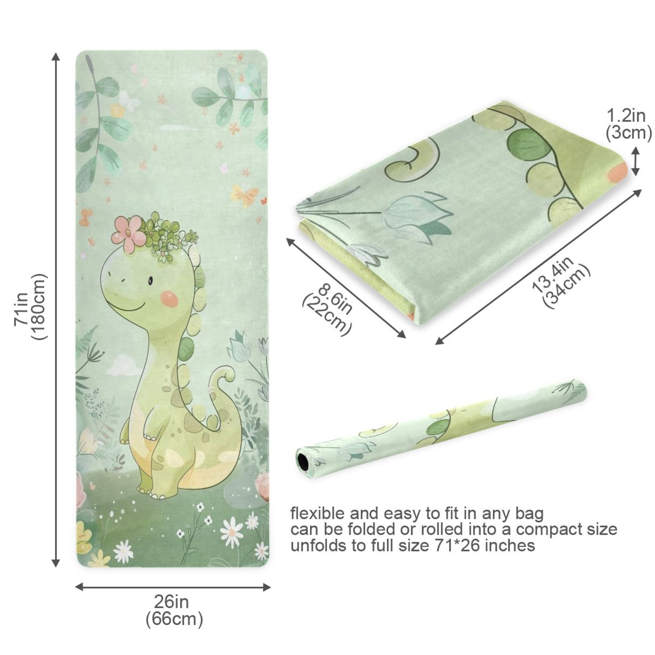 BZSMCE Yoga Mat Women Fitness Mat Blossom Green Dino Pattern