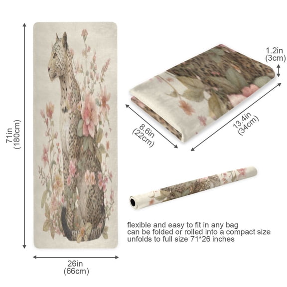 BZSMCE Yoga Mat Women Fitness Mat Botanical Leopard's Quiet Contemplation Pattern