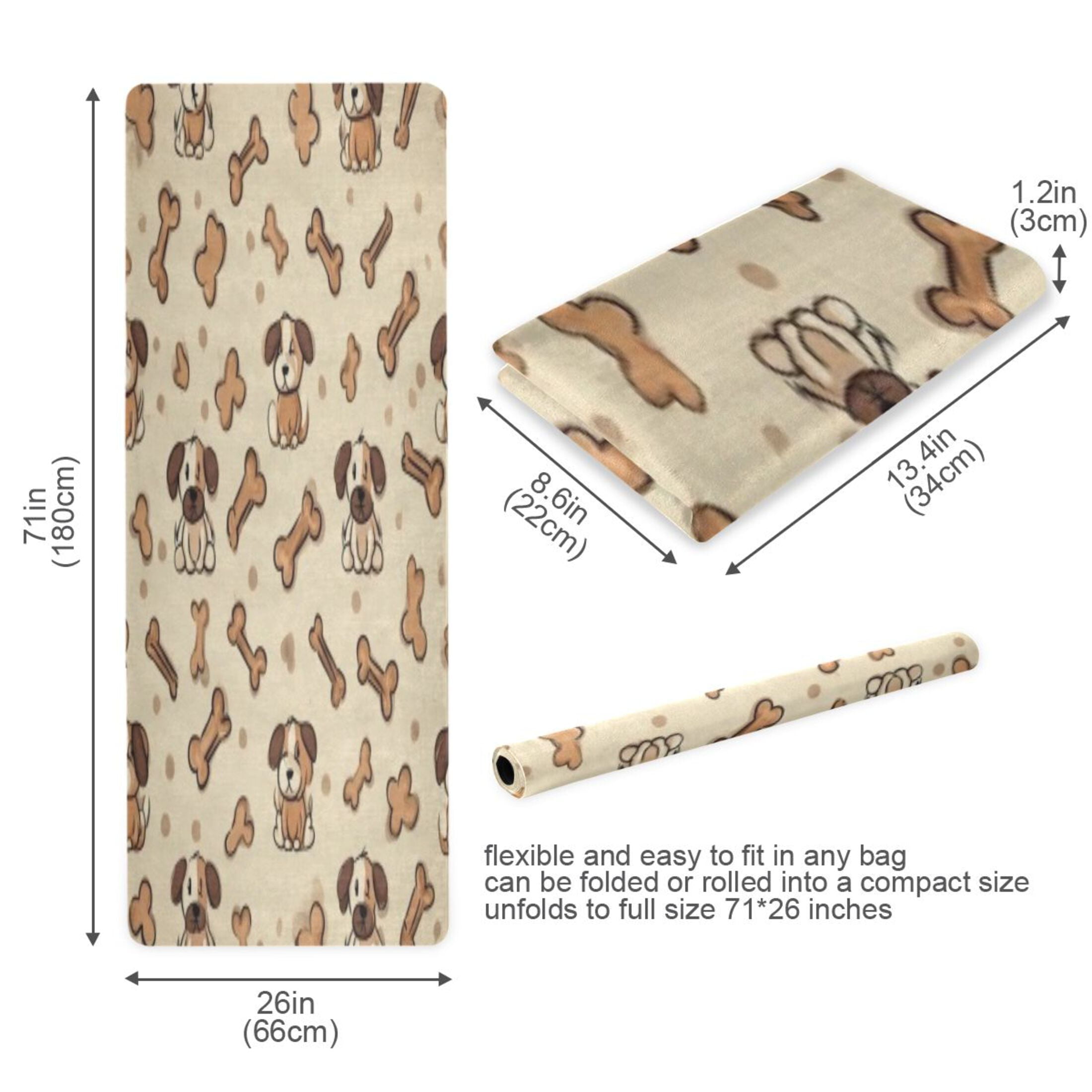 BZSMCE Yoga Mat Women Fitness Mat Brown Dog-bone Pattern