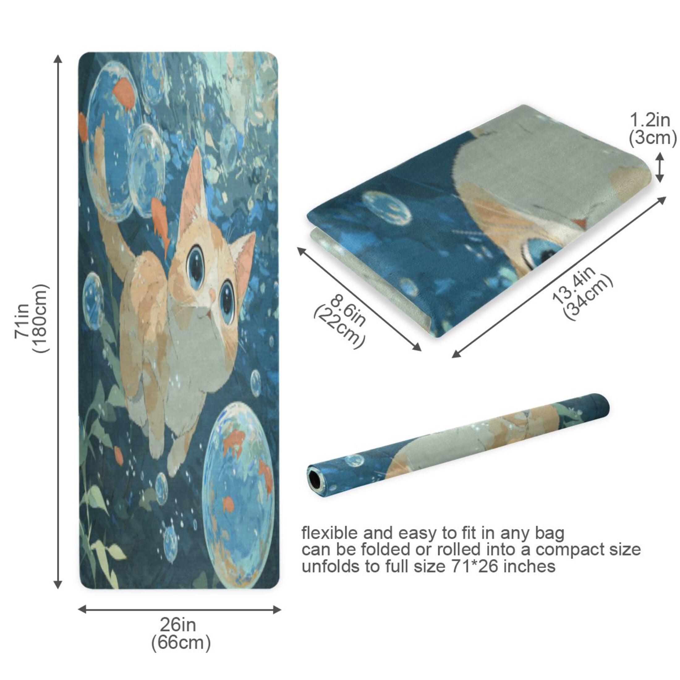 BZSMCE Yoga Mat Women Fitness Mat Bubbly Kitten Swim Pattern