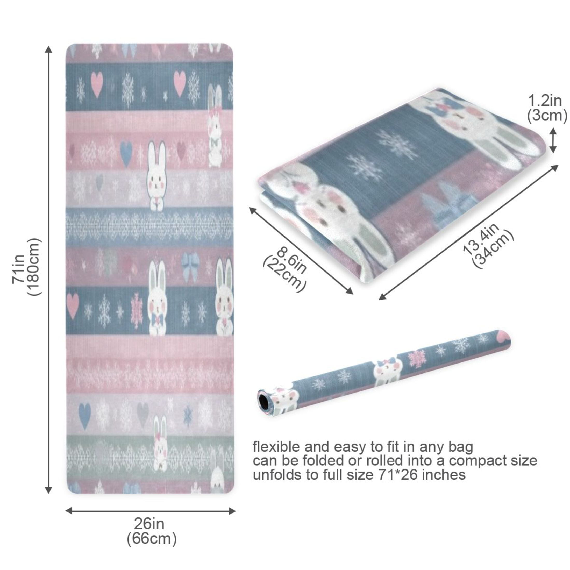 BZSMCE Yoga Mat Women Fitness Mat Bunny Stripe Winter Pattern