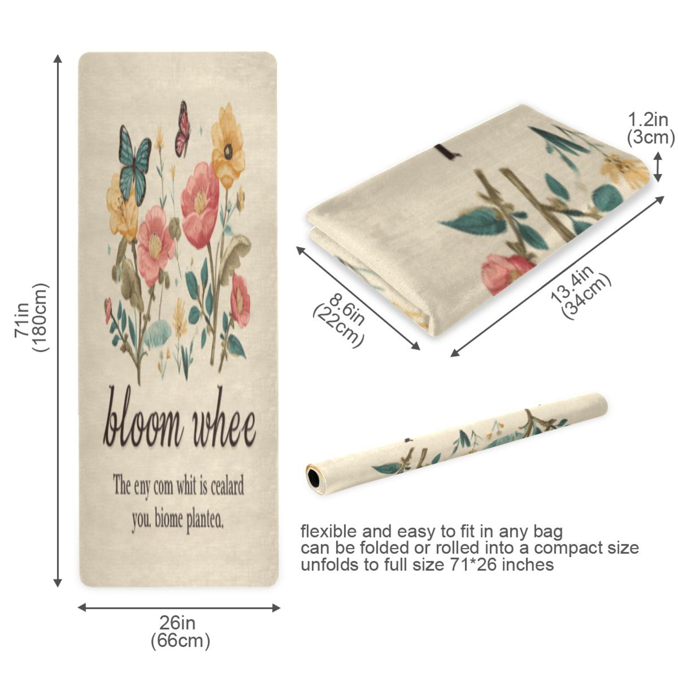 BZSMCE Yoga Mat Women Fitness Mat Butterfly “bloom” Pattern