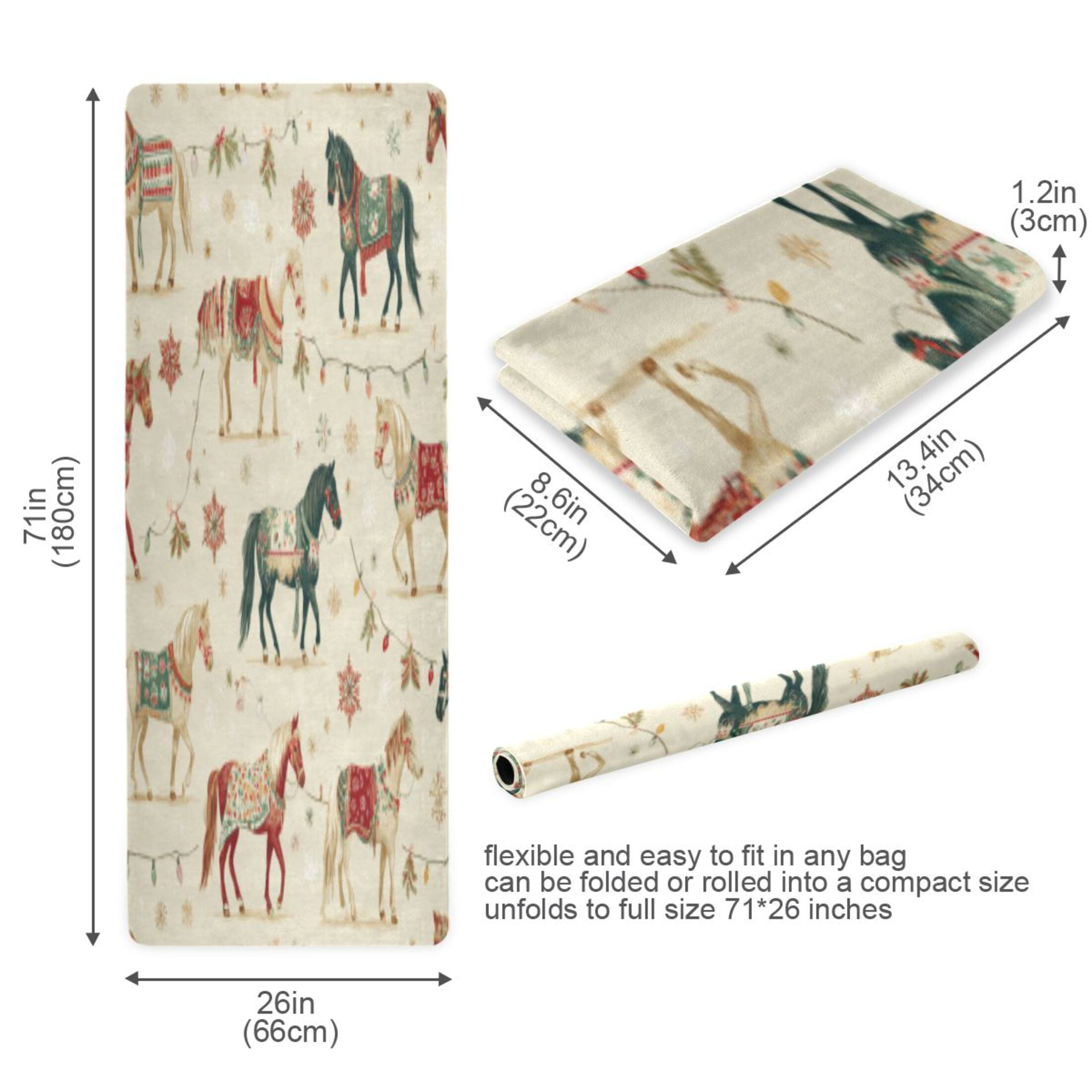 BZSMCE Yoga Mat Women Fitness Mat Carousel Horses Pattern