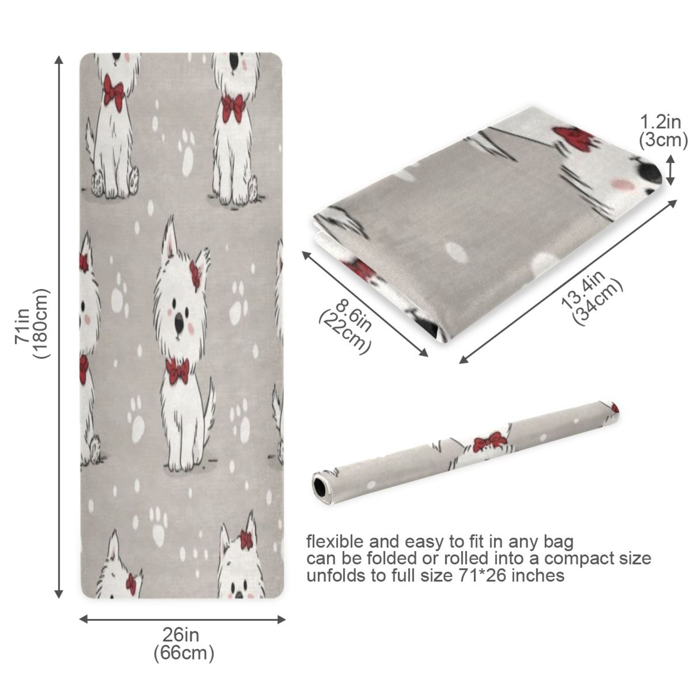 BZSMCE Yoga Mat Women Fitness Mat Center Westie and Pup Crew Pattern