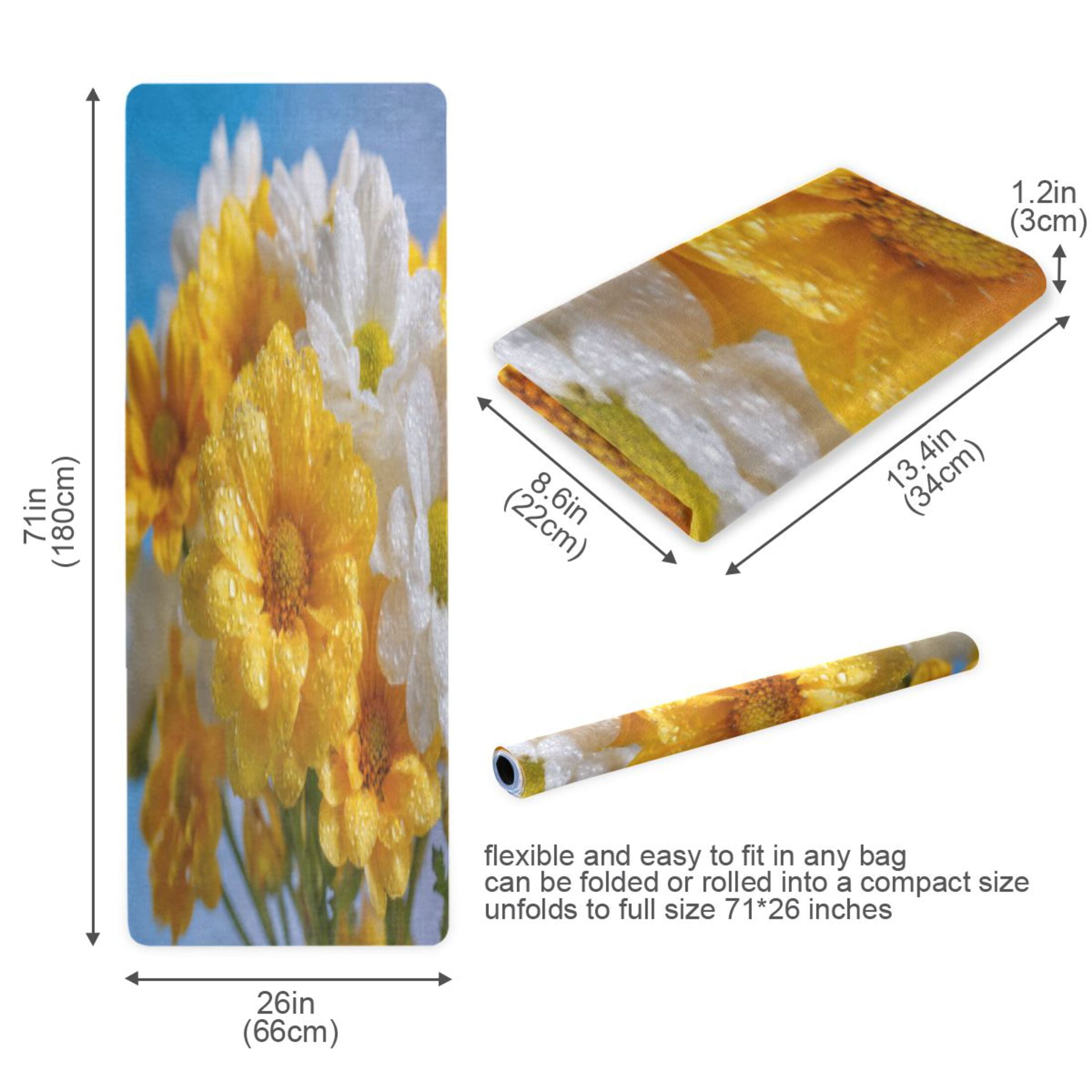 BZSMCE Yoga Mat Women Fitness Mat Cheerful Daisies under Blue Sky Pattern