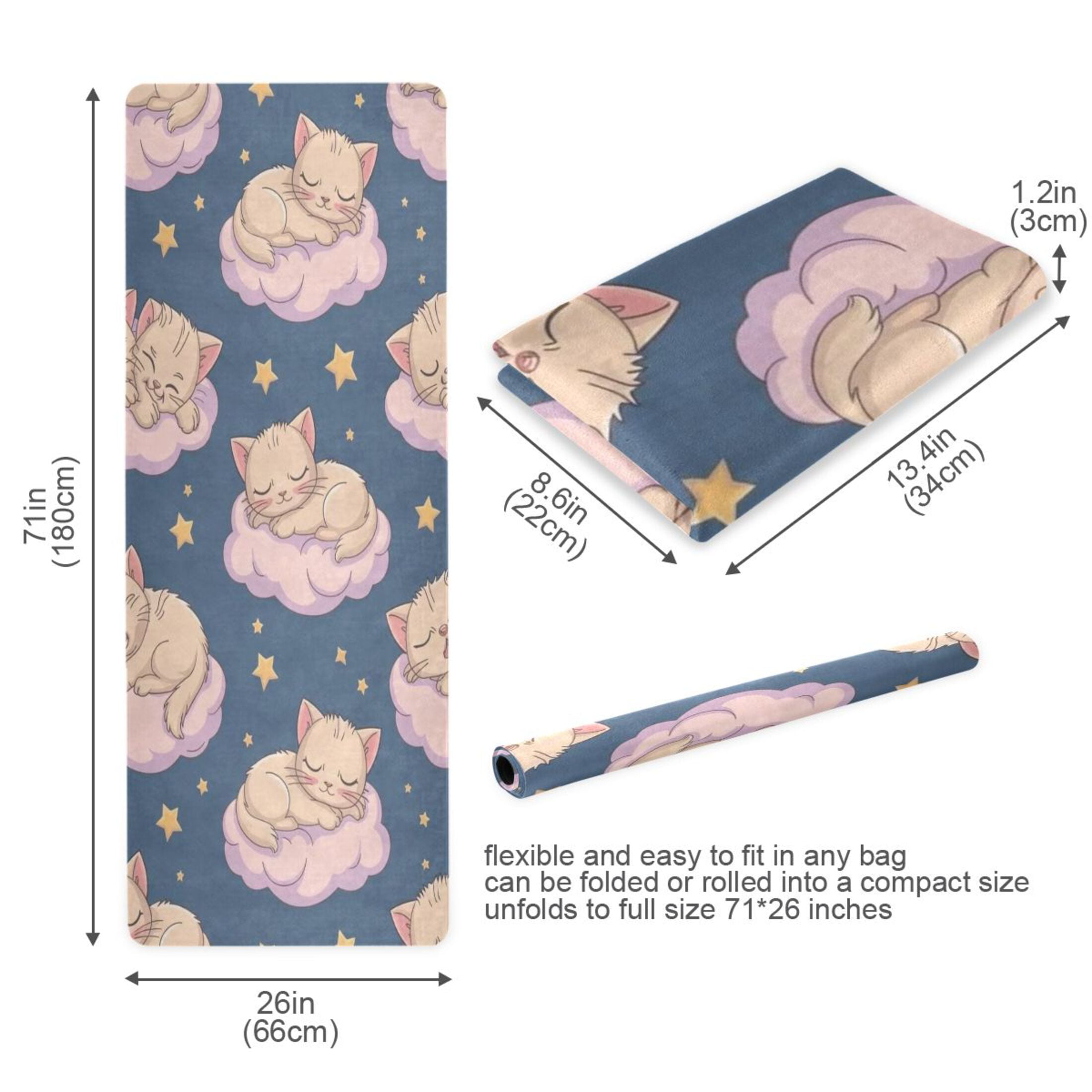BZSMCE Yoga Mat Women Fitness Mat Cloud Cat Nap Pattern