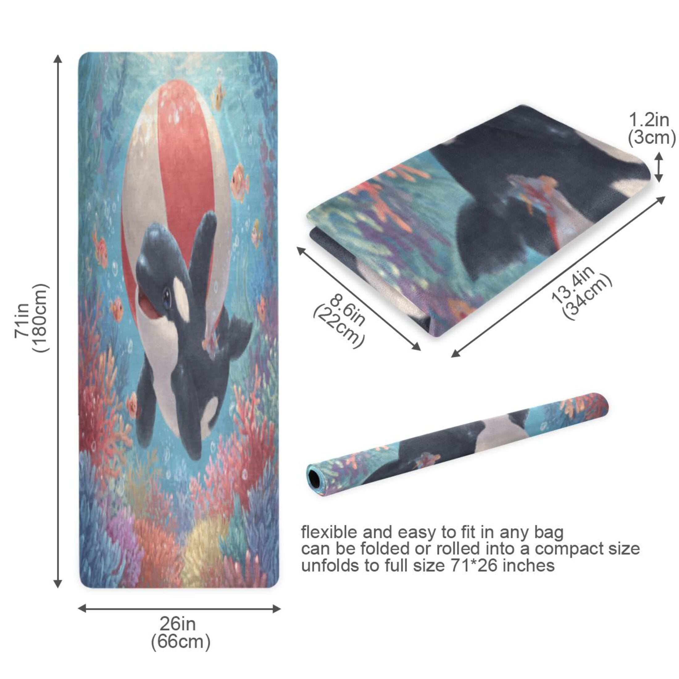 BZSMCE Yoga Mat Women Fitness Mat Coral Orca Fun Pattern