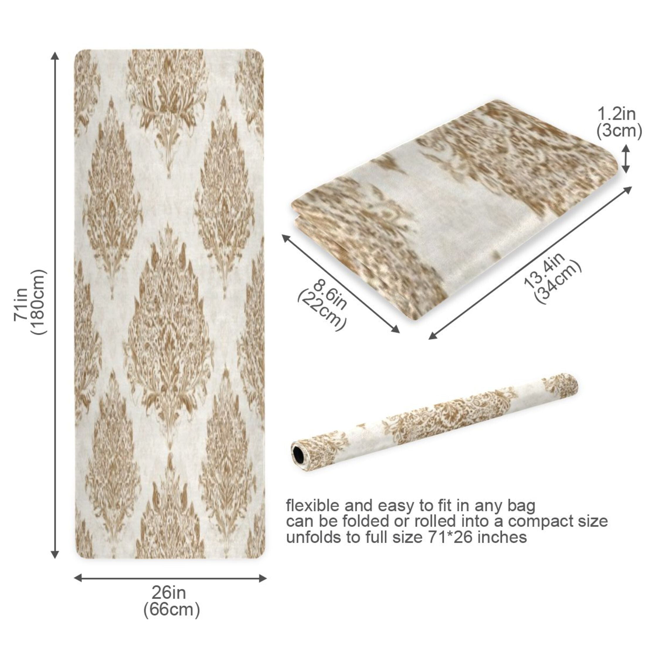 BZSMCE Yoga Mat Women Fitness Mat Cream Gold Ornate Pattern