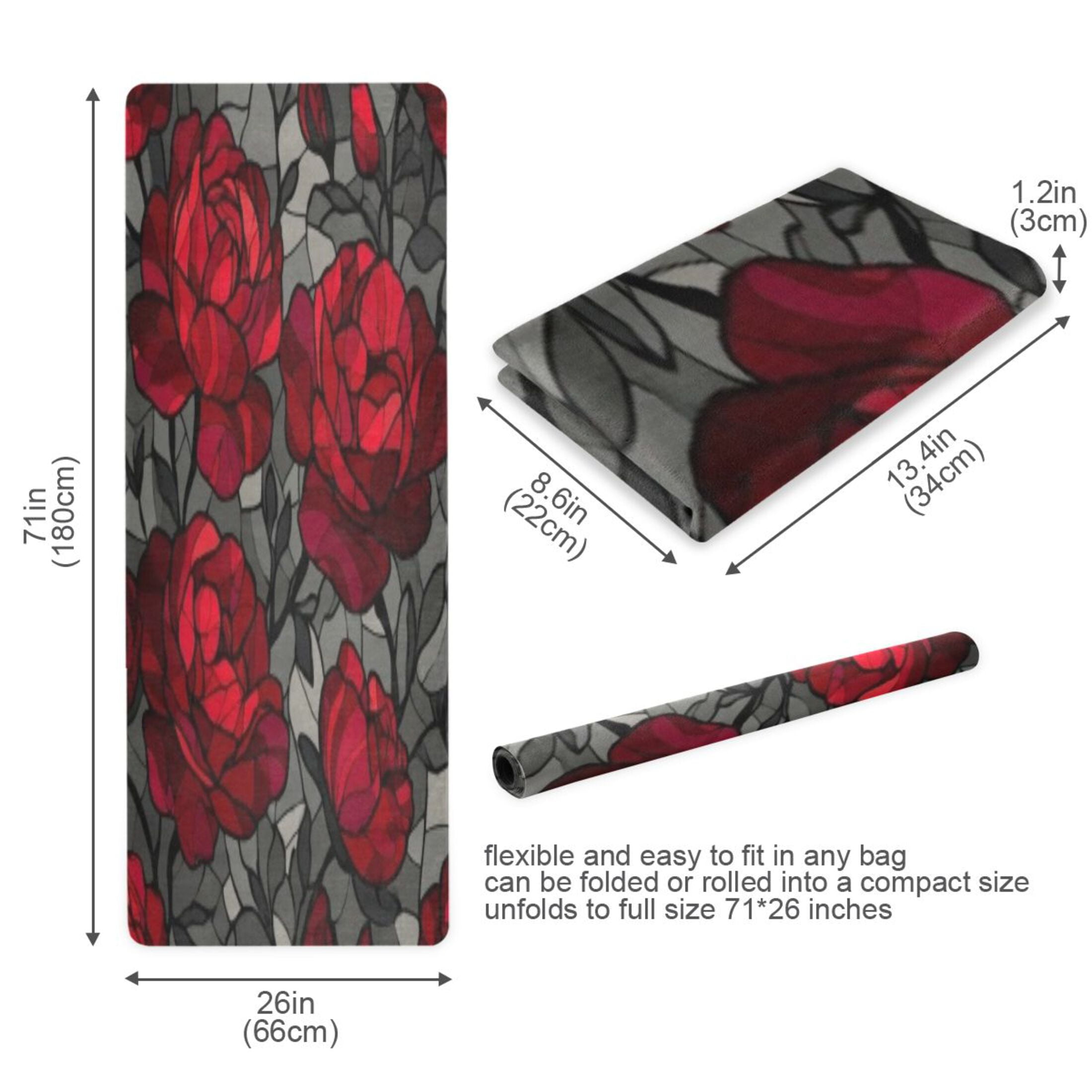 BZSMCE Yoga Mat Women Fitness Mat Crimson Rose Noir Pattern