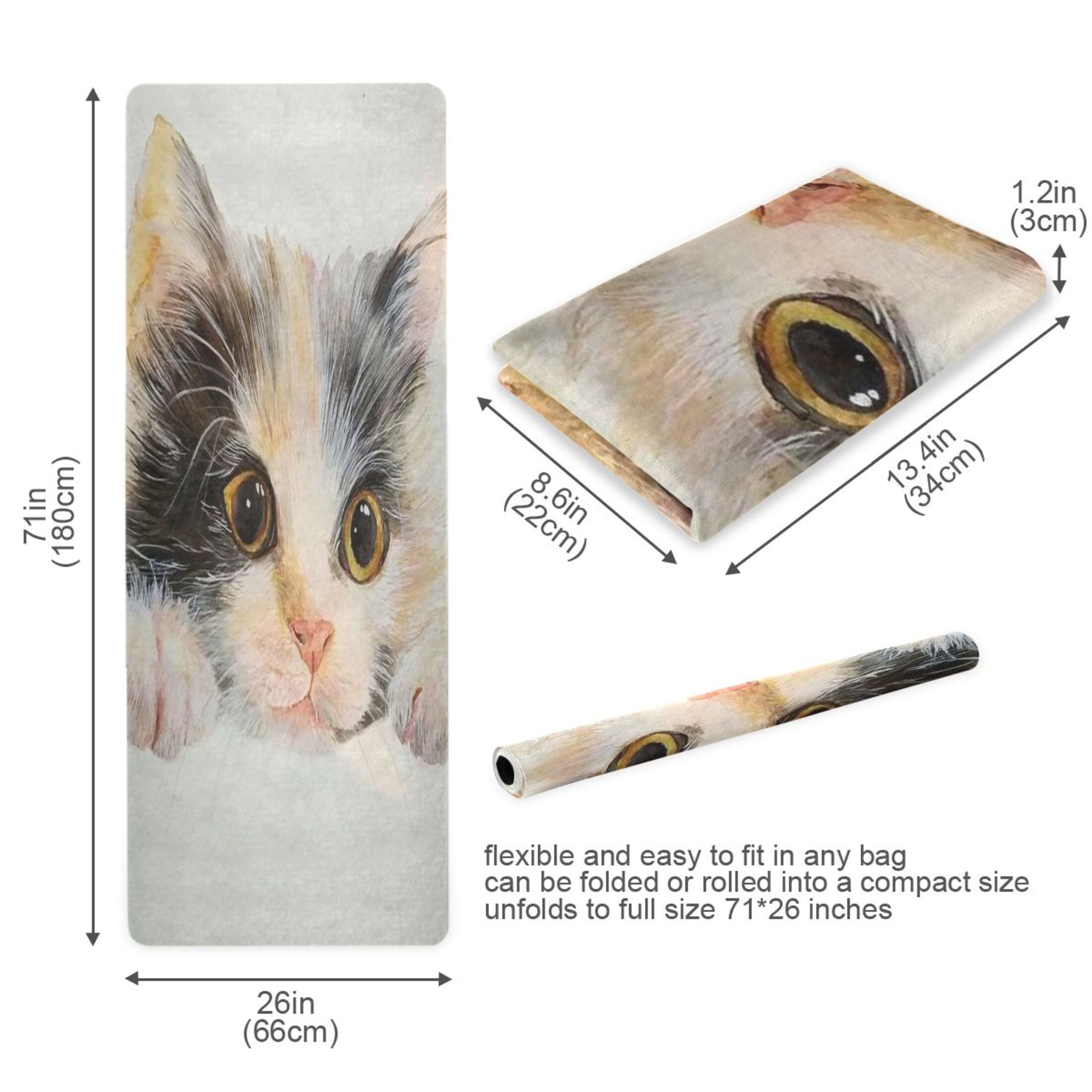 BZSMCE Yoga Mat Women Fitness Mat Curious Kitten Gaze Pattern